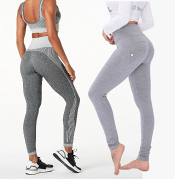 Dos mujeres con leggins grises para deporte